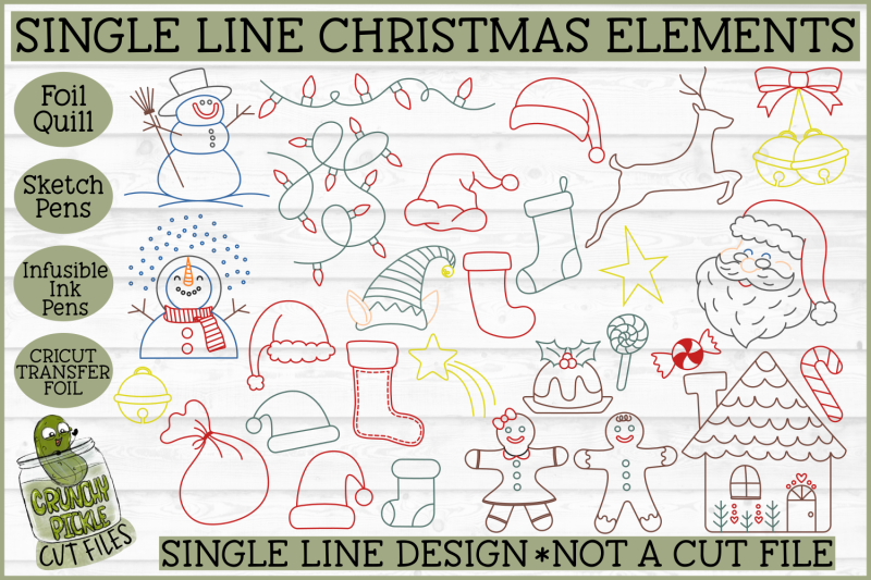 foil-quill-28-christmas-things-set-single-line-sketch-svg