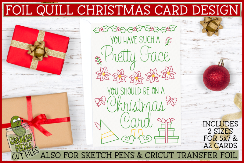 foil-quill-christmas-card-single-line-svg-elf-quote-pretty-face