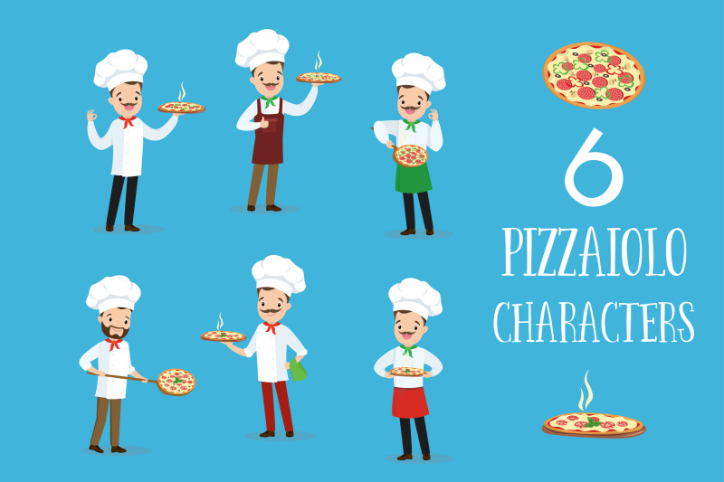 pizzaiolo-six-cartoon-characters