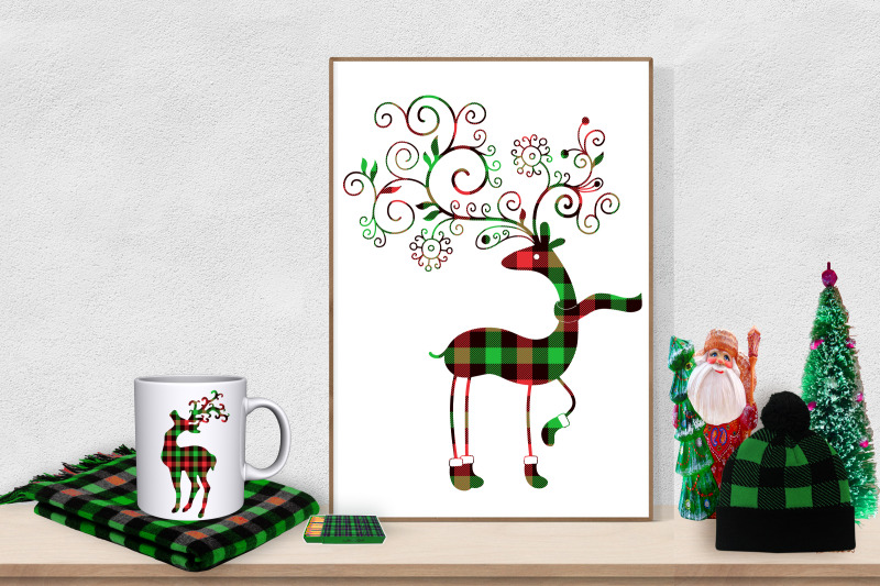 christmas-colors-buffalo-plaid-deer-forest