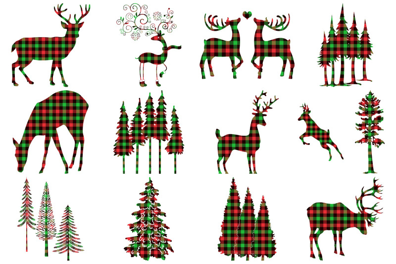 christmas-colors-buffalo-plaid-deer-forest