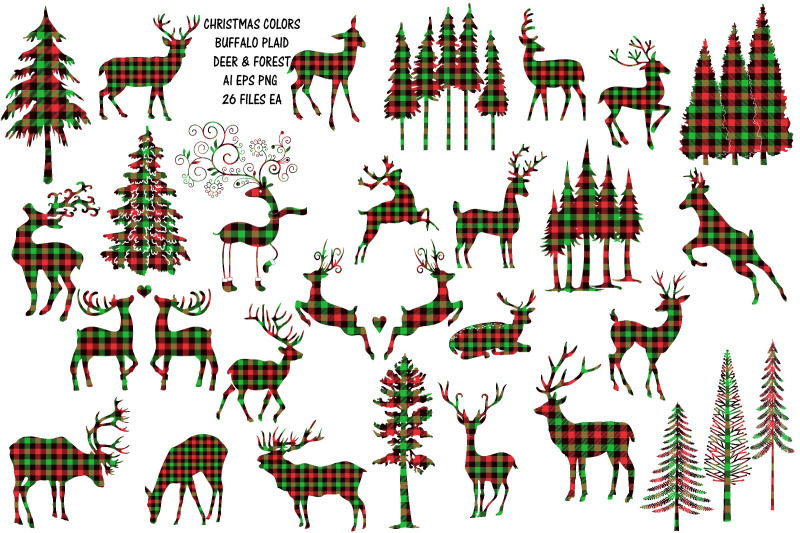 christmas-colors-buffalo-plaid-deer-forest