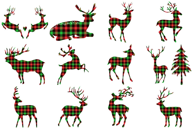 christmas-colors-buffalo-plaid-deer-forest