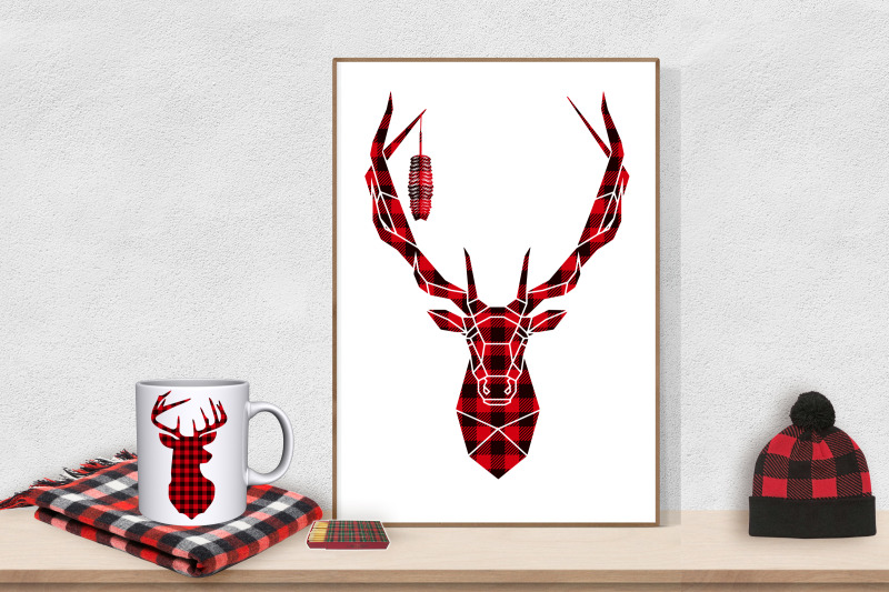 red-buffalo-plaid-deer-antlers-ai-eps-png