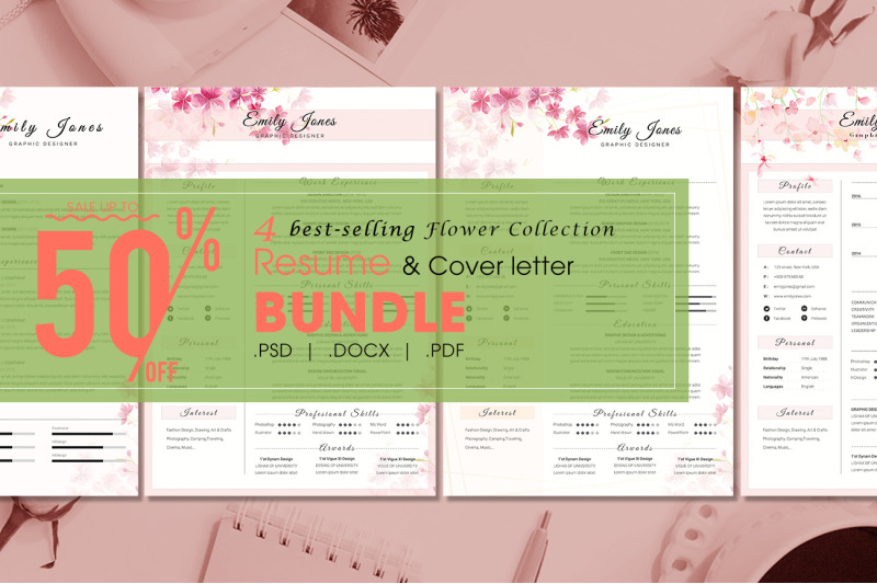 resume-flower-bundle-4-resume-amp-coverletter-template