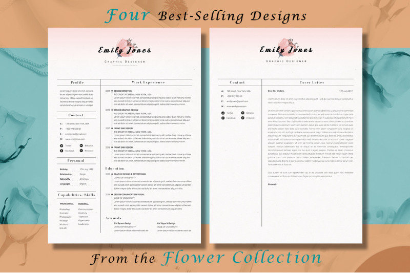 resume-flower-2-bundle-4-resume-amp-coverletter-template