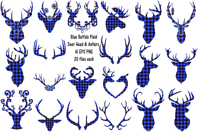 blue-buffalo-plaid-deer-and-antler-ai-eps-png