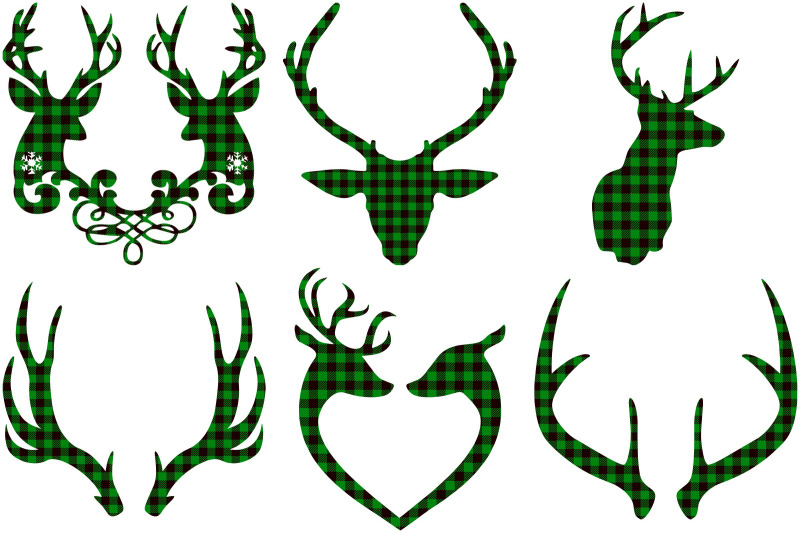 green-buffalo-plaid-deer-and-antlers-ai-eps-png