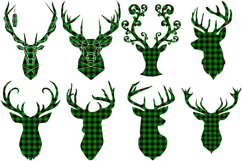 green-buffalo-plaid-deer-and-antlers-ai-eps-png