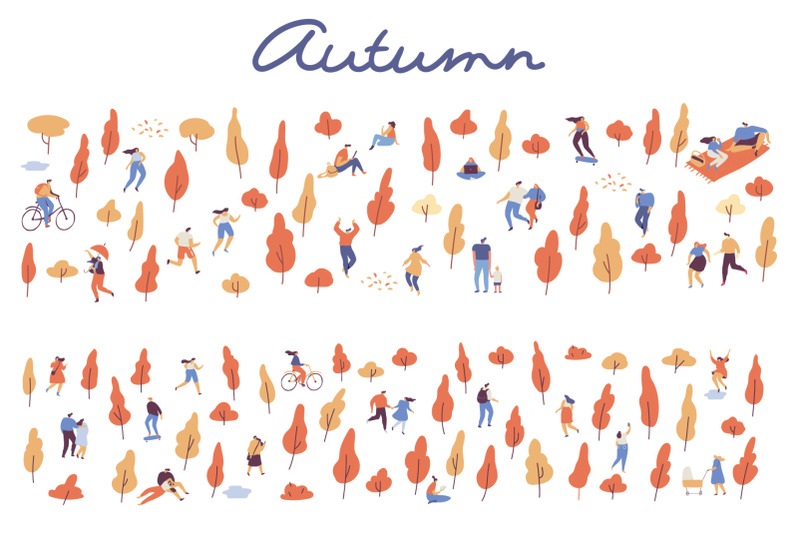 various-people-in-autumn-park