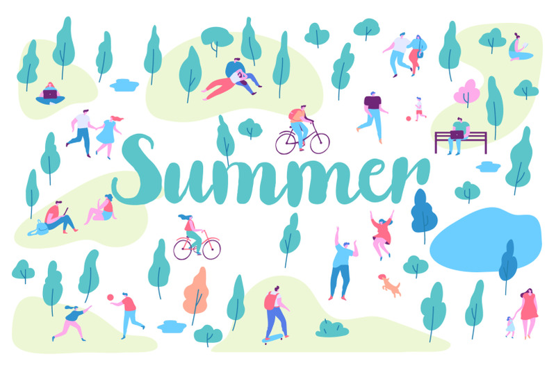 people-in-summer-park-vector-set