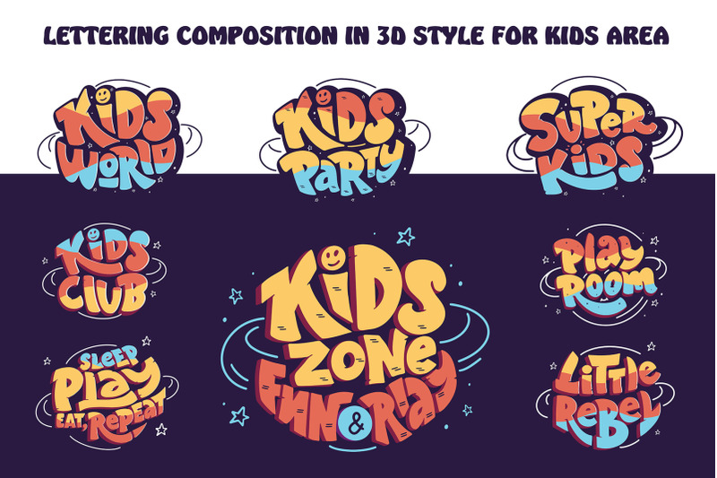 set-of-kids-zone-hand-drawn
