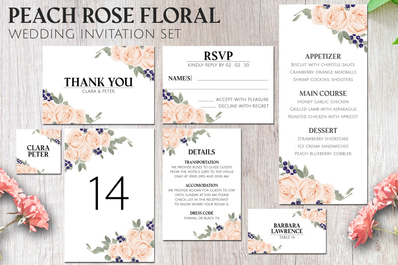 peach-rose-floral-wedding-invitation-set