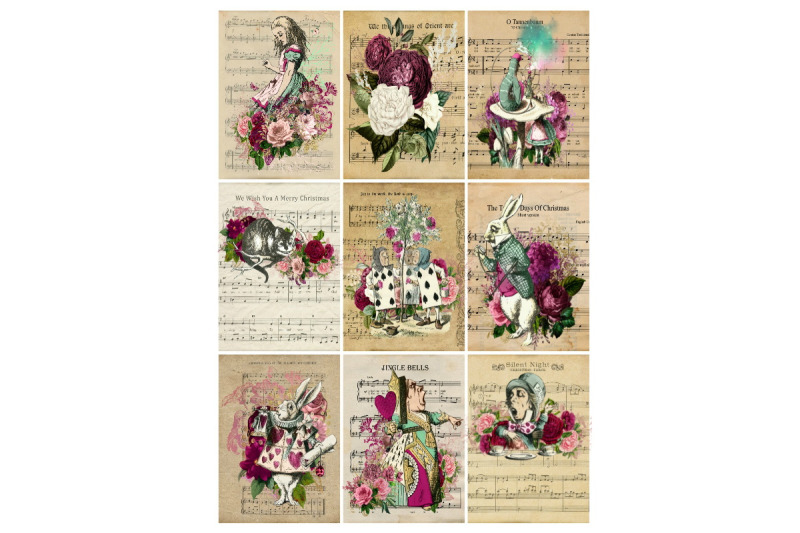 alice-in-wonderland-9-images-collage-christmas-music