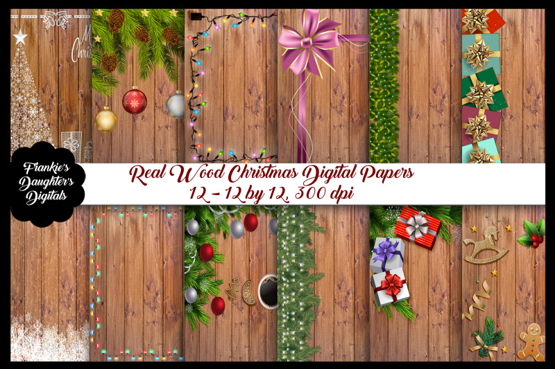 real-wood-christmas-digital-papers