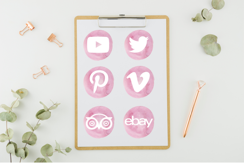 pink-social-media-icons-round-watercolor-social-icons