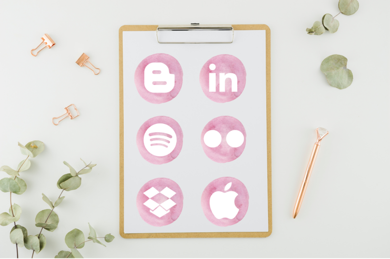 pink-social-media-icons-round-watercolor-social-icons
