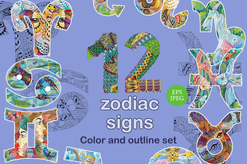 set-of-beautiful-zodiac-signs-color-and-outline-set