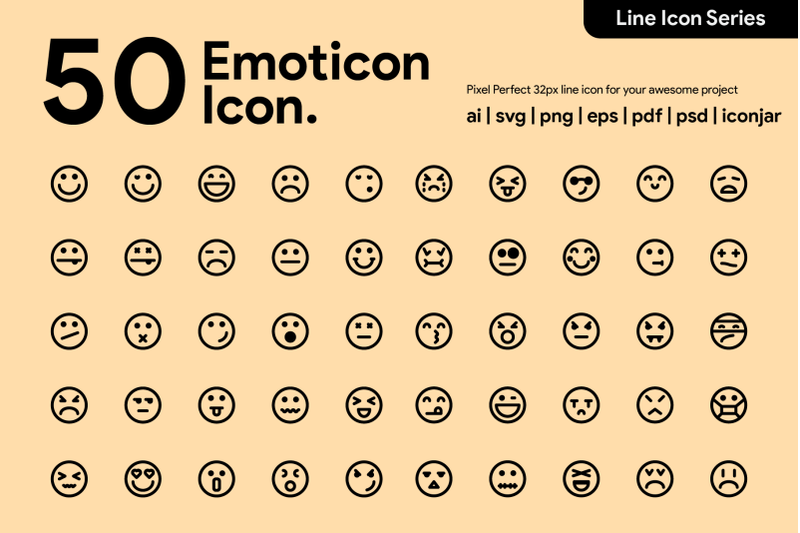 50-emoticon-line-icons