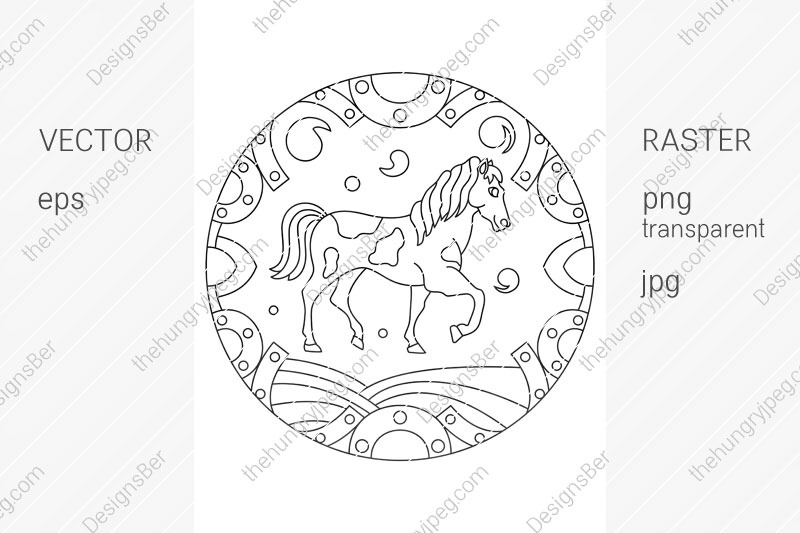 coloring-page-with-animals-horse