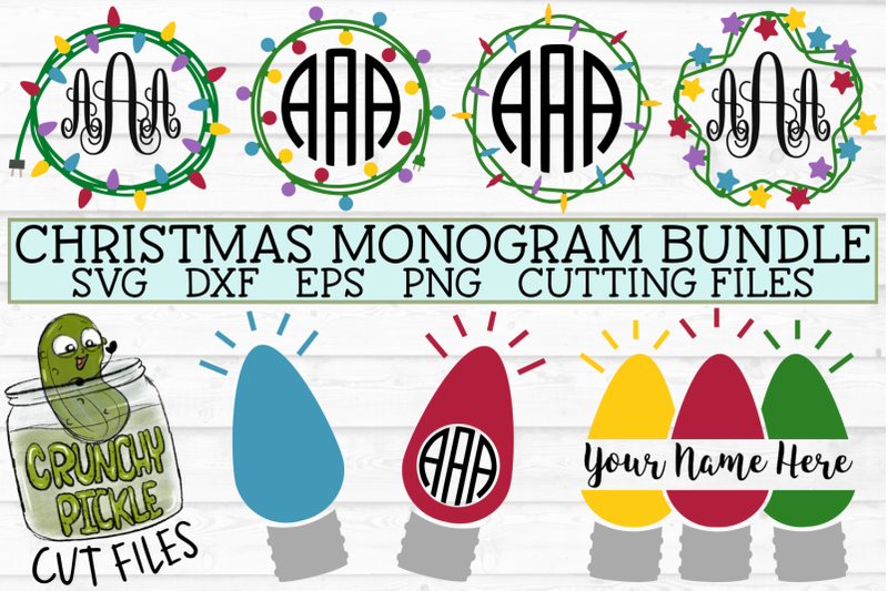 Download Christmas Lights Monogram Frame SVG Bundle By Crunchy Pickle | TheHungryJPEG.com