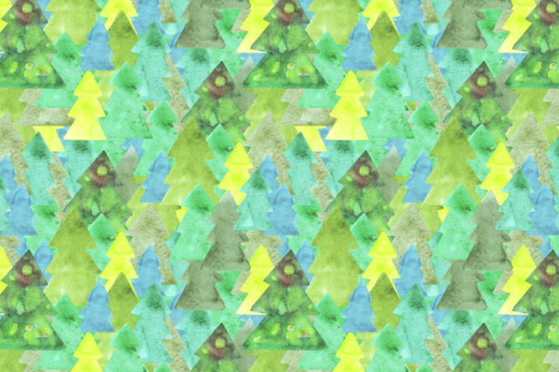 watercolor-christmas-trees-seamless-pattern