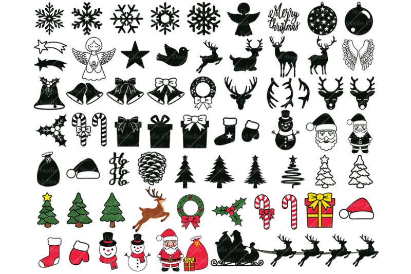 65 Christmas Ornaments Elements SVG. Christmas Clipart PNG. By Doodle ...