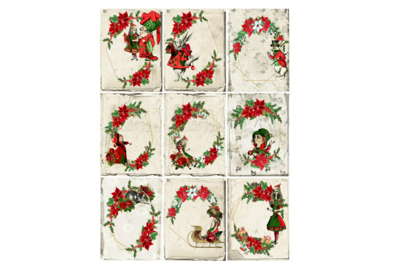 alice-in-wonderland-christmas-9-images-collage-sheet