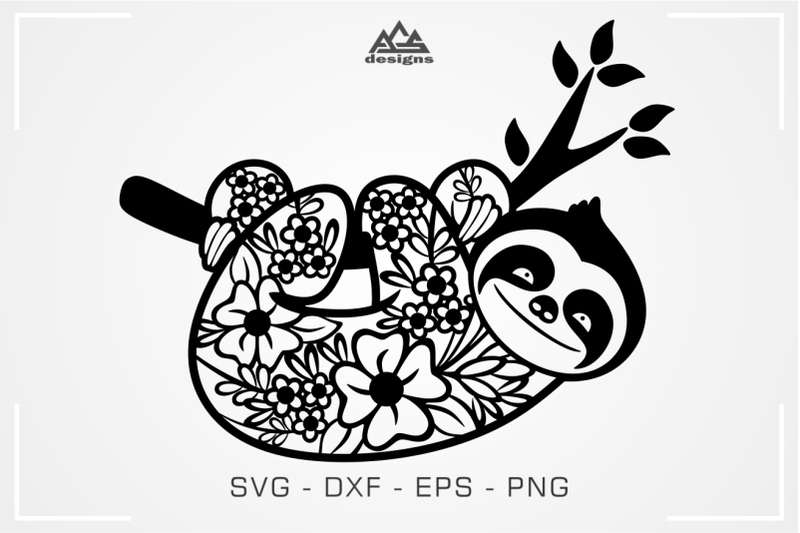 sloth-floral-mandala-pattern-svg-design