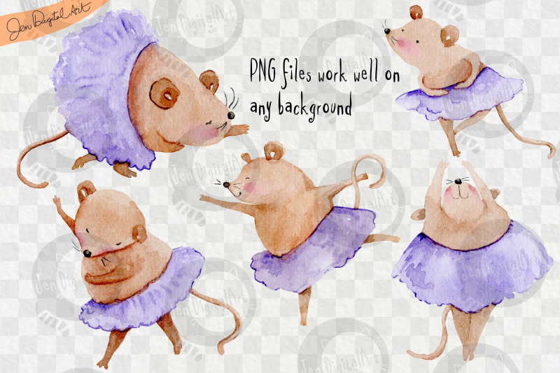 watercolor-ballet-mice-5-clip-art-illustrations-png-jpg