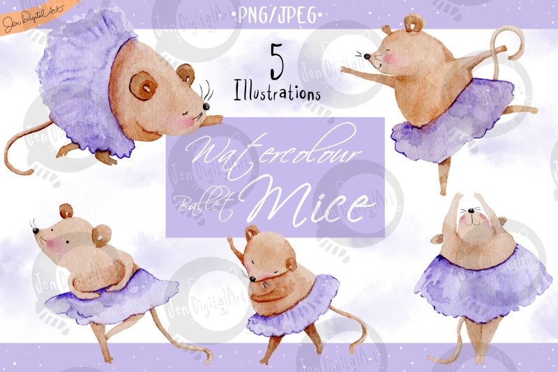 watercolor-ballet-mice-5-clip-art-illustrations-png-jpg