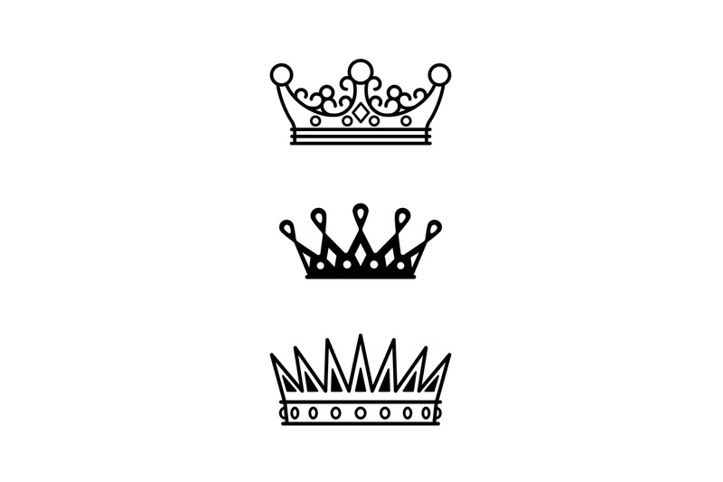 crowns-black-line-icons-collection