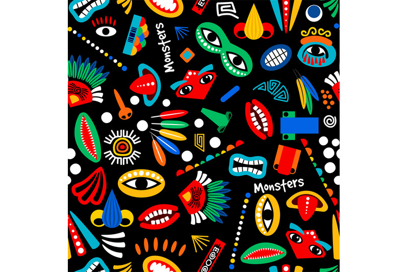 tribal-monster-seamless-pattern