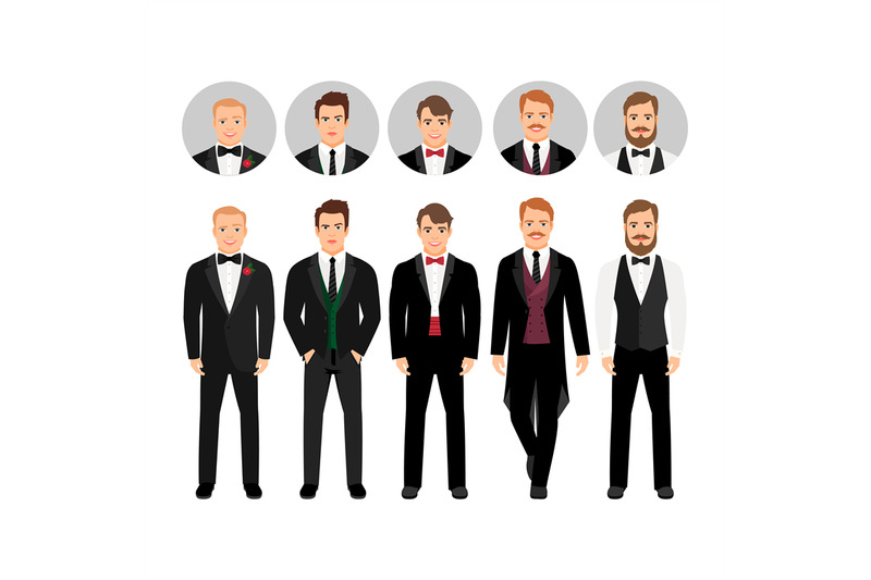 fashion-cartoon-elegant-business-men-set