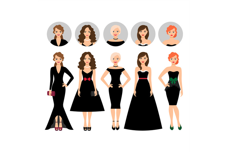 young-woman-in-different-black-dresses