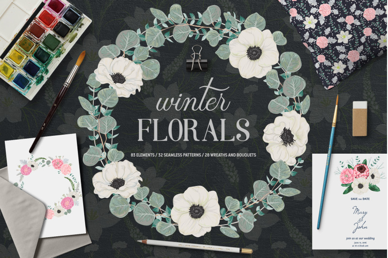 winter-florals-vector-collection