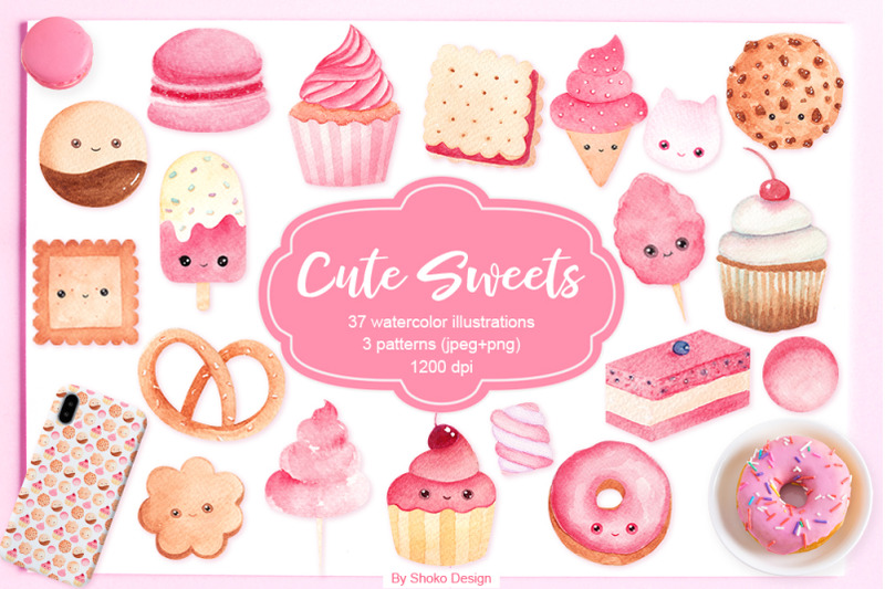 cute-watercolor-hand-painted-sweets-and-desserts-clip-arts