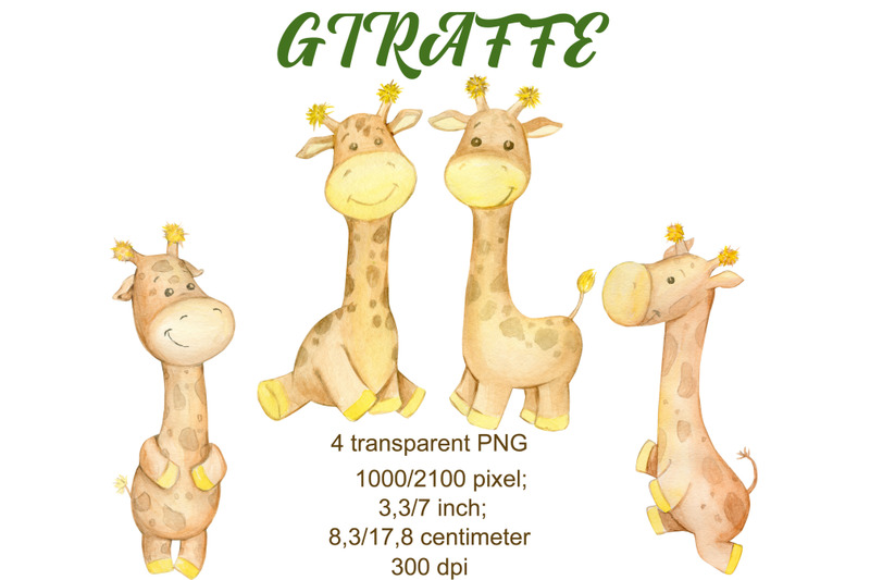 giraffes-watercolor-clipart-2-seamless-pattern-cute-tropical-giraffe