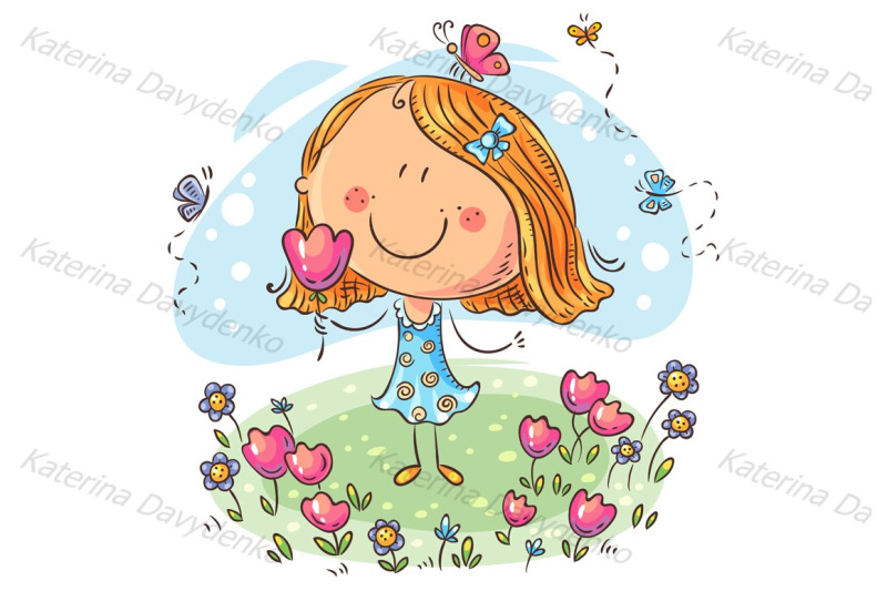cartoon-girl-with-flowers