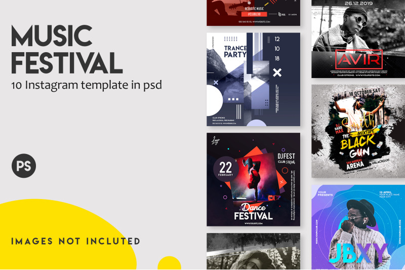 music-festival-instagram-post-template-set