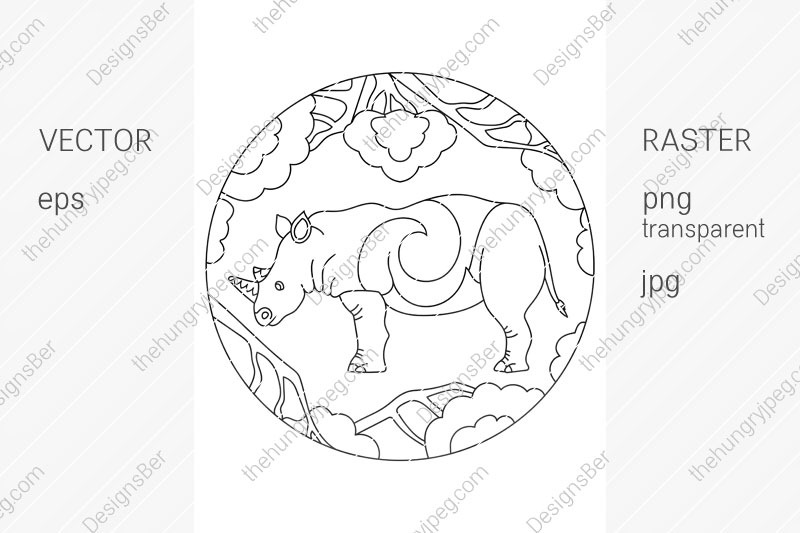 coloring-page-with-animals-rhinoceros