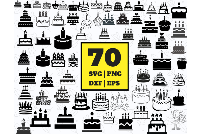 70 BIRTHDAY CAKE SVG - cake clipart - birthday cake vector - birthday