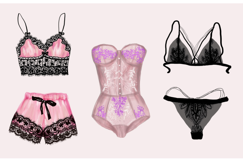 feminine-color-vector-lingerie-illustrations-set