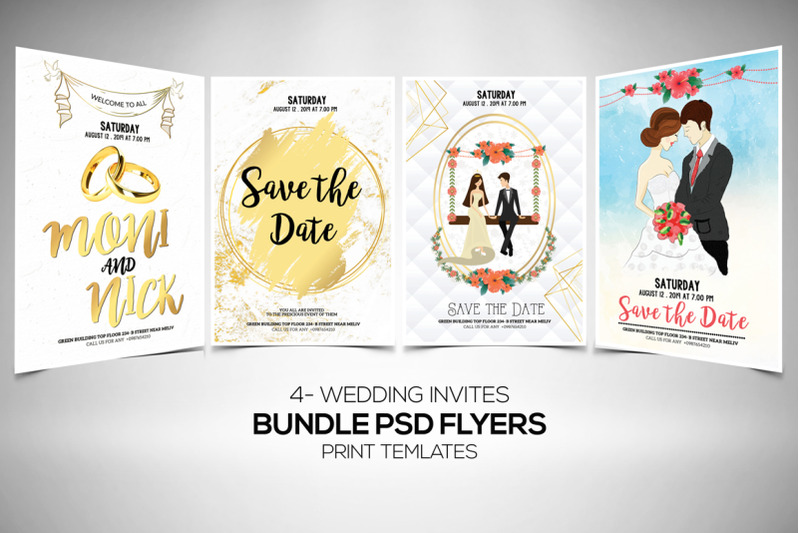 4-save-the-date-wedding-flyers-bundle