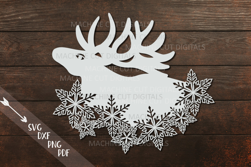 Download Christmas Moose with Snowflakes svg cut out template By ...