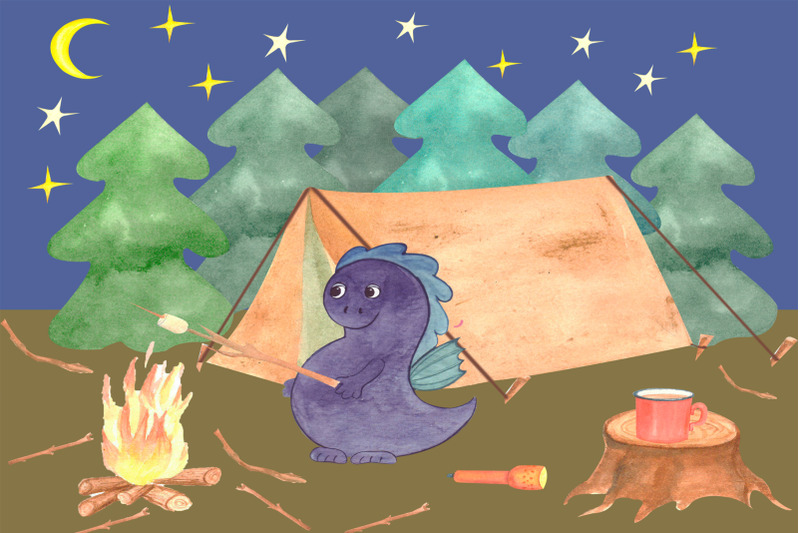 camping-watercolor-illustration