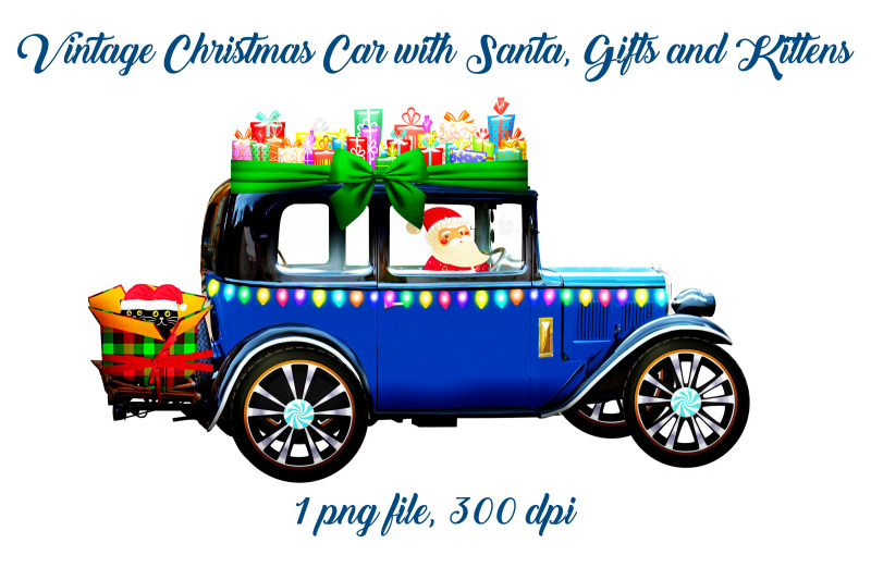 vintage-christmas-car-with-santa-gifts-and-kittens