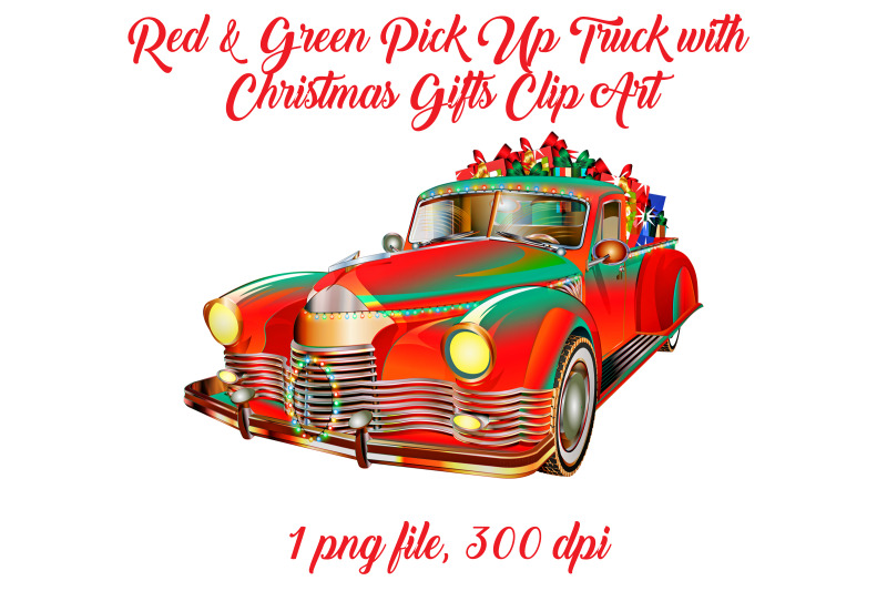 red-and-green-pick-up-truck-with-christmas-gifts