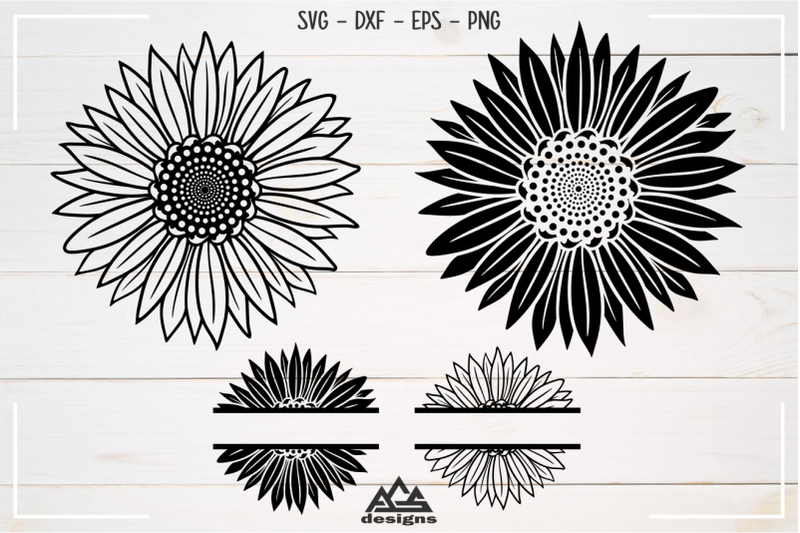 sun-flower-amp-sun-flower-split-frame-svg-design