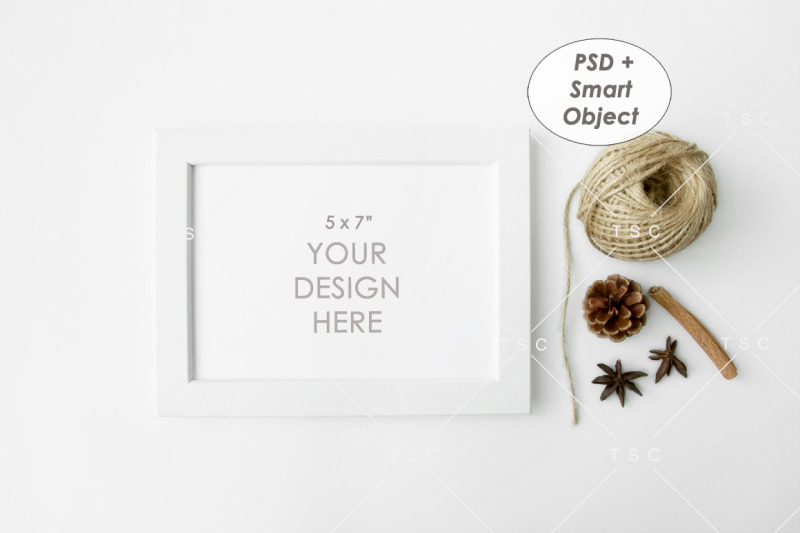 Free Gold decorated frame mockup with purple orchid in wicker basket (PSD Mockups)